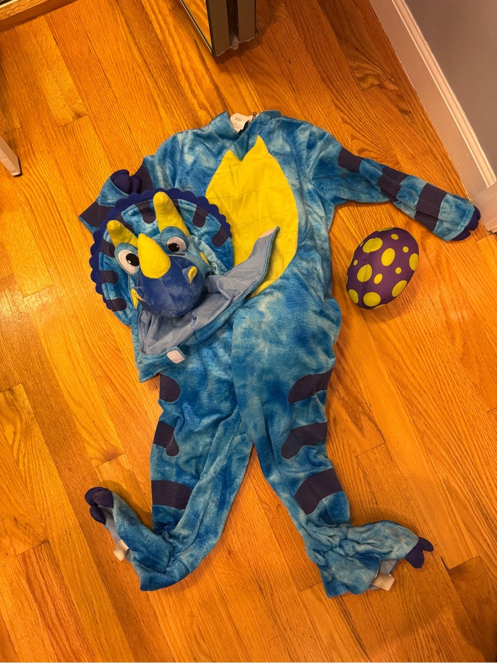 Blue & Yellow Triceratops Kids Halloween Costume